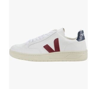 Veja White and Burgundy Sneakers